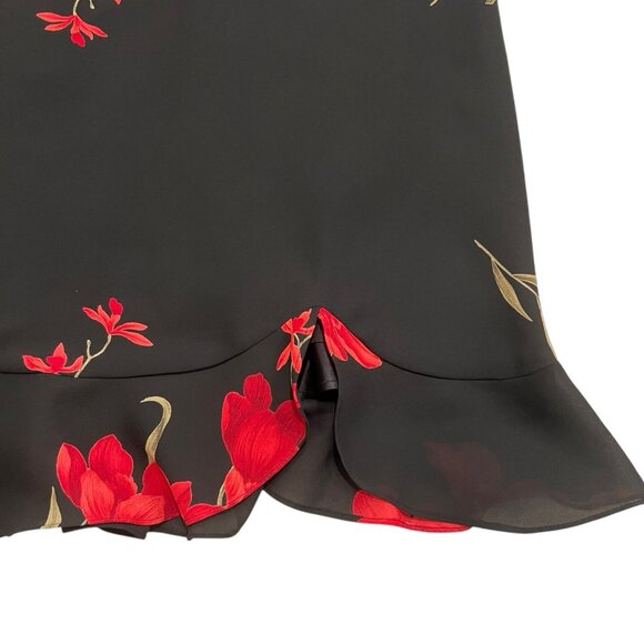 Vintage Jessica Howard Floral Ruffle Slip Mini Dress Black Red 8 Petite Romantic - Picture 3 of 8